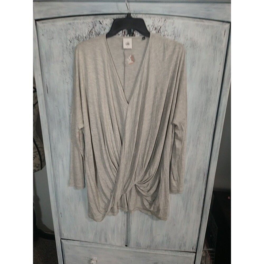 Cabi Loganlook V-neck Long Sleeve Top Sm Gray Boho Cozy